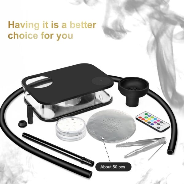 DOBENICE Hookah set Book Acrylic Flat Box Hooka Portable Hookah Shisha (Blake) - Image 3