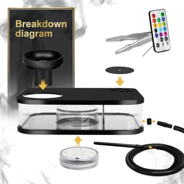DOBENICE Hookah set Book Acrylic Flat Box Hooka Portable Hookah Shisha (Blake) - Image 6