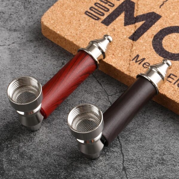 2PCS Tobacco Pipe Set – Wooden Classic Texture Smoking Pipes in Red and Black with Smooth Handle Finish – Includes Pouch for Everyday Use and Gifting - Image 5