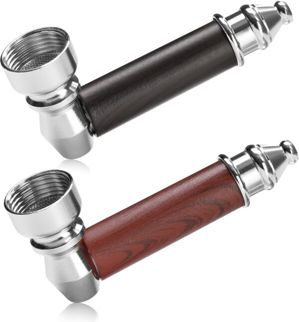 2PCS Tobacco Pipe Set – Wooden Classic Texture Smoking Pipes in Red and Black with Smooth Handle Finish – Includes Pouch for Everyday Use and Gifting - Image 6