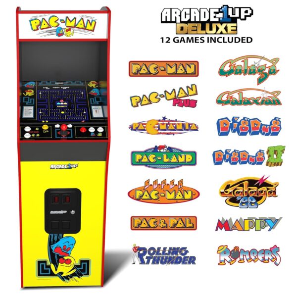 Arcade1Up PAC-MAN Deluxe Arcade Machine, built for your home, with 5-foot-tall full-size stand-up cabinet, 14 classic games, and 17-inch screen - Image 2