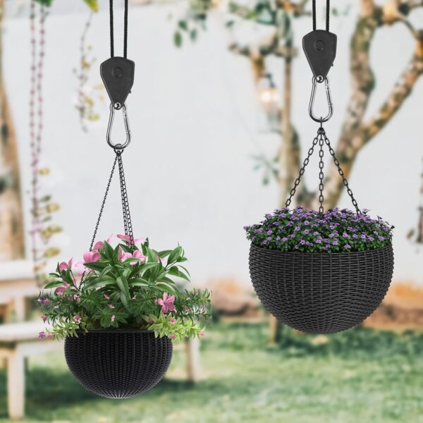 iPower GLROPEX6-A Horticulture 1/8 Inch 8-Feet Long Adjustable Heavy Duty Rope Clip Hanger 6-Pair, Reinforced Metal Internal Gears,150lbs Capacity, 6 Pairs, black - Image 5