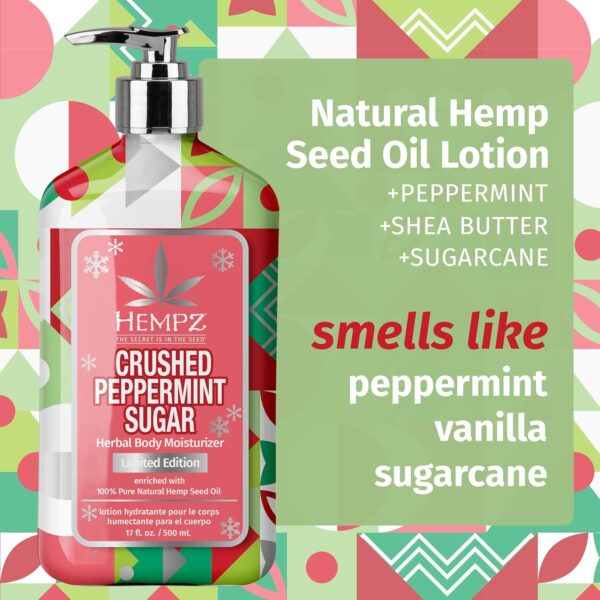 Hempz Crushed Peppermint Sugar Gift Set , Body Lotion and Lip Balm, for Men & Women - Image 2