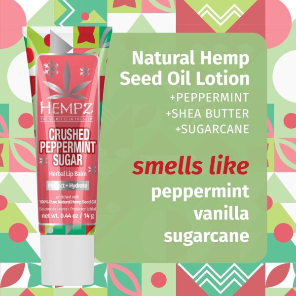 Hempz Crushed Peppermint Sugar Gift Set , Body Lotion and Lip Balm, for Men & Women - Image 3