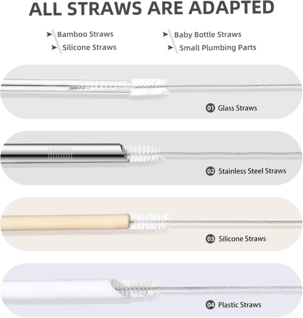 9-Piece Straw Cleaner Brush Kit for Stanley - (3-Size) Extra Long Pipe Cleaners, Straw Cleaning Brush for Tumbler, Sippy Cup, Bottle and Tube - Image 4