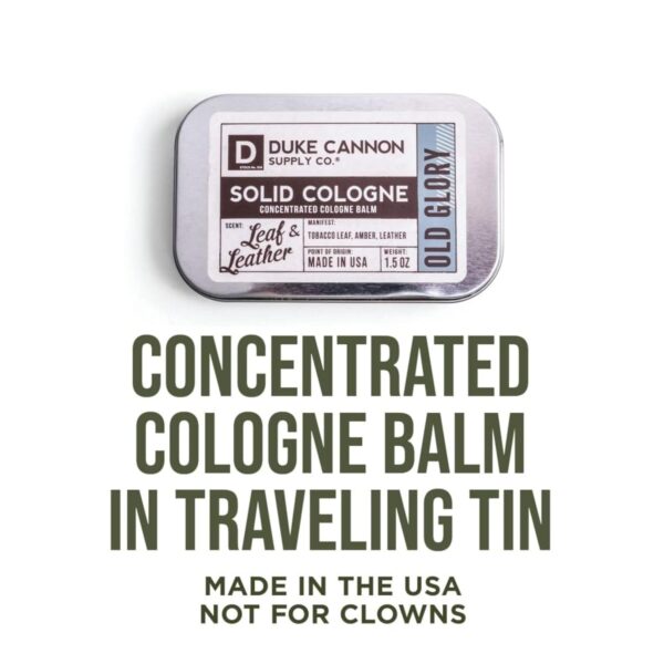 Duke Cannon Solid Cologne - Old Glory Premium Concentrated Cologne Balm, Fresh Tobacco, Amber, and Leather Scent, 1.5 oz. Travel Tin - Image 5