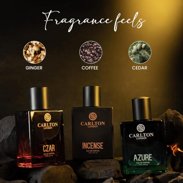 Enigma Perfume Gift Set For Men - Set of 3 Premium Long Lasting EDP | Spicy Woody & Citrusy Luxury Fragrances | Azure, Incense & Czar Perfumes 50ml Each - Image 2