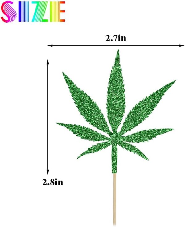 12 pcs Leaf Cupcake Toppers - Have a Dope Birthday Cake Topper- Cake Decorations for Men Women Marijuana Them 420 Birthday Party Supplies Green - Image 2