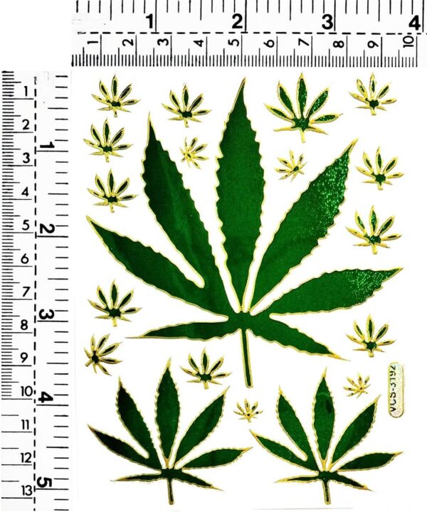 Stickers Pack 10 Sheets Weed Cannabis Marijuana Hemp Green Leaf Cartoon Stickers Craft Scrapbooking Book Album Card Diary Calendars Planner Decoration Art Decal for Kid and Adult (06) - Image 2