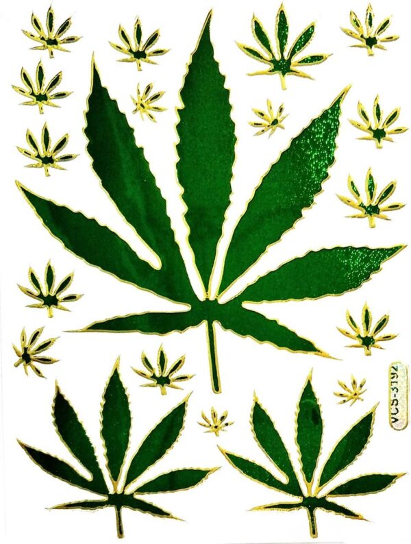 Stickers Pack 10 Sheets Weed Cannabis Marijuana Hemp Green Leaf Cartoon Stickers Craft Scrapbooking Book Album Card Diary Calendars Planner Decoration Art Decal for Kid and Adult (06) - Image 3