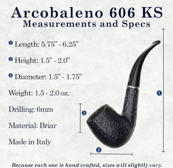 Savinelli Arcobaleno Rusticated Blue 606 KS - Colorful Hand Crafted Wood Pipes, Handmade Briar Pipe From Italy, 6mm, Bent Billiard - Image 3