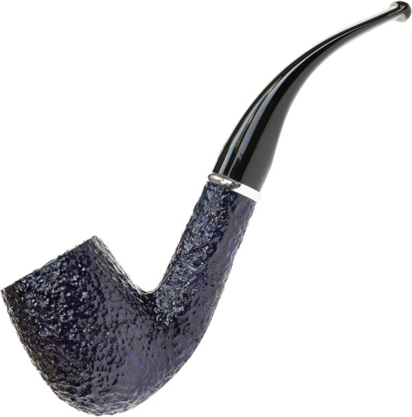 Savinelli Arcobaleno Rusticated Blue 606 KS - Colorful Hand Crafted Wood Pipes, Handmade Briar Pipe From Italy, 6mm, Bent Billiard - Image 4