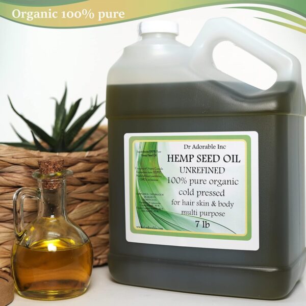 Dr Adorable - 7 lb - Hemp Seed Oil UNREFINED - 100% Pure Natural Cold Pressed Organic - Image 2
