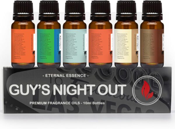 Eternal Essence Oils Guy's Night Out Set of 6 Premium Fragrance Oils - Includes Including Happy Men, Blue Sage, White Sand, Warm Rustic Woods, Musk, and White Musk Scented Oils - 10ML - Image 6