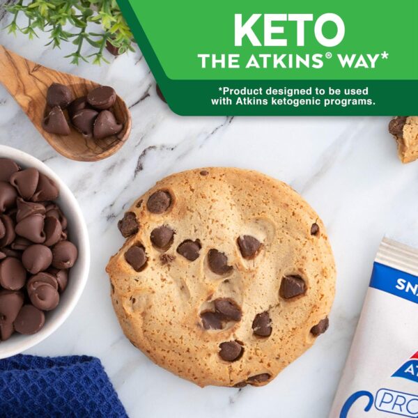 Atkins Chocolate Chip Protein Cookie, Protein Dessert, Rich in Fiber, 3g Net Carb, 1g Sugar, Keto Friendly, 4 Count - Image 7
