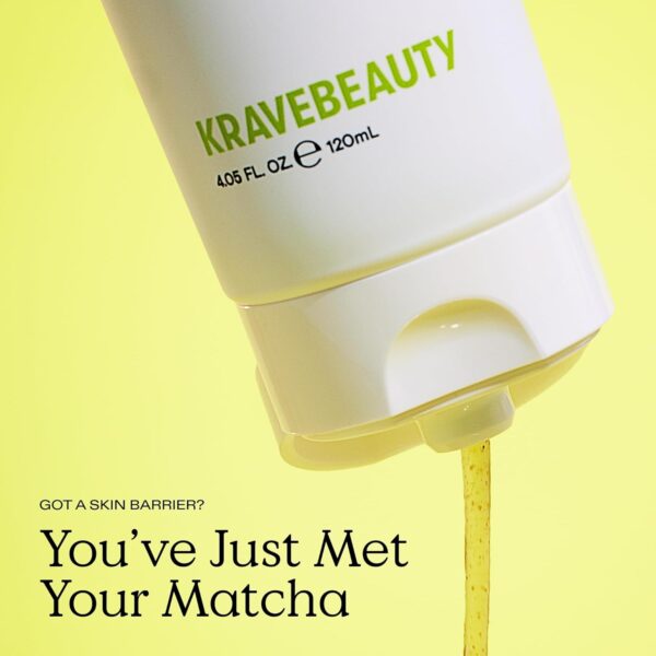 KraveBeauty Matcha Hemp Hydrating Cleanser - Daily Gentle Non-Stripping Face Wash Enriched with Matcha and Hemp Seed Oil, for All Skin Types, Vegan and Cruelty Free, 4.05 fl oz - Image 2