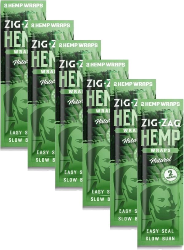 ZIG-ZAG Hemp Wraps 6-Pack - Natural (2 Wraps Per Pack) 100% Natural, Slow-Burning Hemp Wraps - Image 2