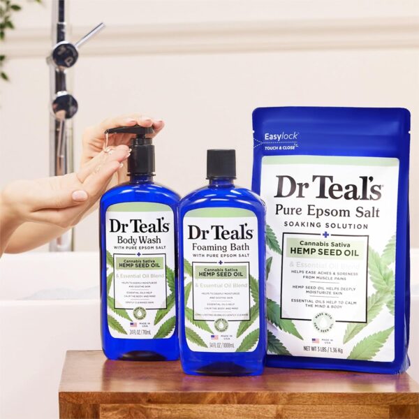 Dr Teal's Body Wash with Pure Epsom Salt, Cannabis Sativa Hemp Seed Oil, 24 fl oz (Pack of 2) - Image 7