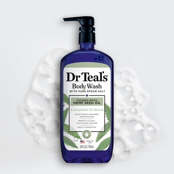 Dr Teal's Body Wash with Pure Epsom Salt, Cannabis Sativa Hemp Seed Oil, 24 fl oz (Pack of 2) - Image 8