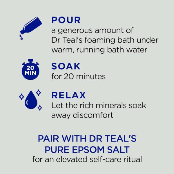 Dr Teal's Foaming Bath with Pure Epsom Salt, Cannabis Sativa Hemp Seed Oil, 34 fl oz (Pack of 4) - Image 3