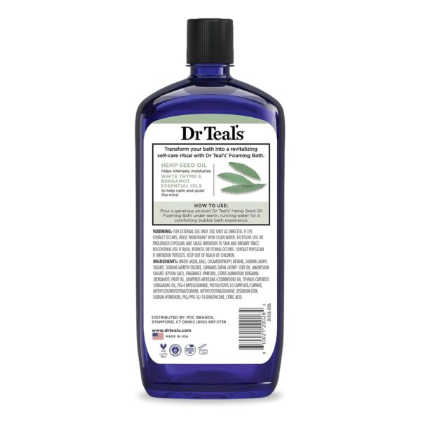 Dr Teal's Foaming Bath with Pure Epsom Salt, Cannabis Sativa Hemp Seed Oil, 34 fl oz (Pack of 4) - Image 10