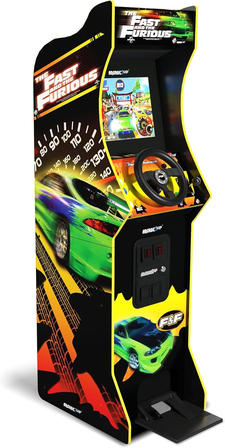 ARCADE1UP The Fast & The Furious Deluxe Arcade Game for Your Home, with 5-Foot-Tall Stand-up Cabinet, 2 Classic Games, and 17-inch LCD Screen