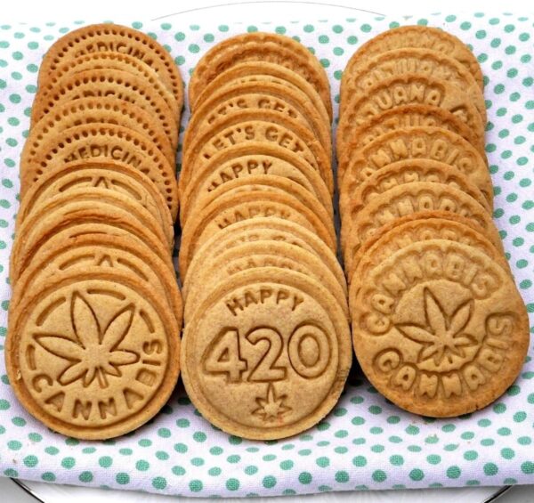 PJ BOLD Marijuana Silicone Cookie Stamps, Stainless Steel Cookie Cutter, Wood Handle, Party Novelty Gift, 6 Stamp Set - Image 7