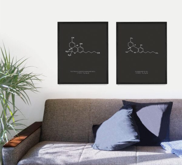 Cannabis THC & CBD Molecule Poster Print - Scientific Wall Art - House Home Décor - Housewarming Gift - Set of 2 8x10 Unframed Art Prints - Image 2