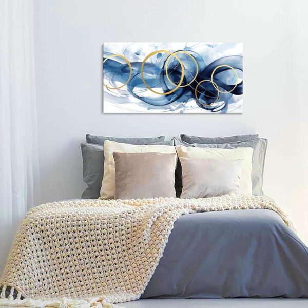 HKDGOKA Wall Art Living Room - Large Abstract Gold Blue Gradient Paintings Wall Canvas Artwork Modern Office Bedroom Pictures for Kitchen Bathroom Wall Decor 20x40 In - Image 6