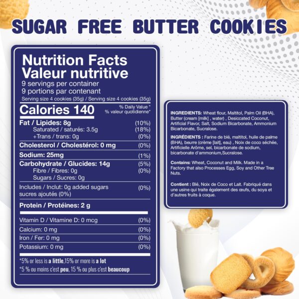 Sugar Free Butter Cookies 36 Count Traditional Danish Cookies, Premium Assorted Shortbread cookies for Diabetics (1 Pk, 11 Ounce) - Image 2