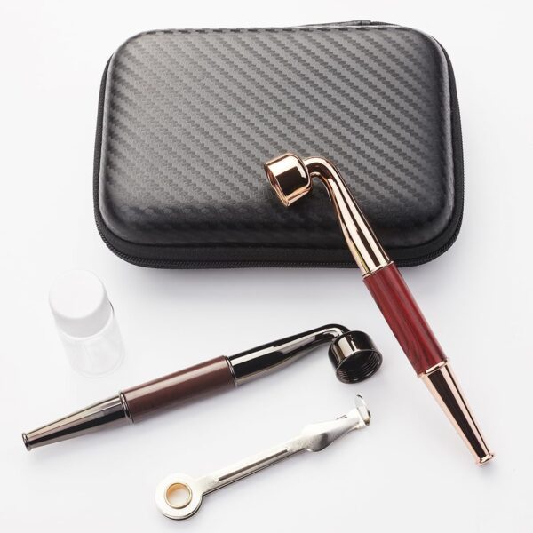 2pc Realistic Wood Grain Tobacco Pipe With Cleaner Tamper Tool Black Bag, 5 inch Smoking Pipe Accessories Kit - Image 2