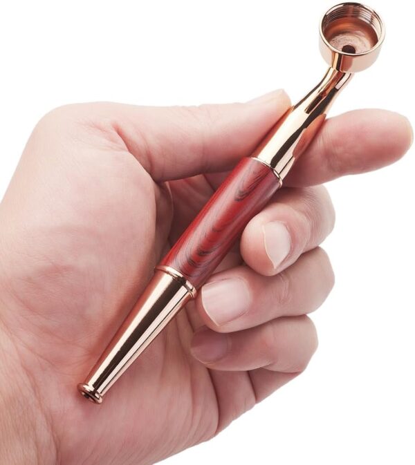 2pc Realistic Wood Grain Tobacco Pipe With Cleaner Tamper Tool Black Bag, 5 inch Smoking Pipe Accessories Kit - Image 3