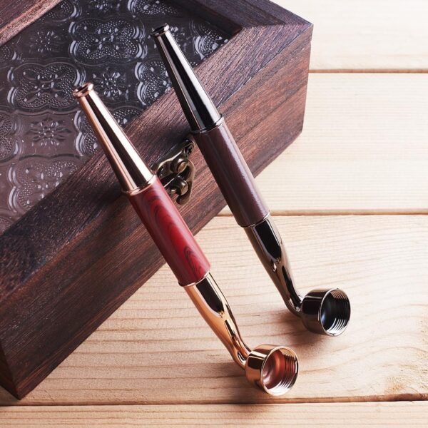 2pc Realistic Wood Grain Tobacco Pipe With Cleaner Tamper Tool Black Bag, 5 inch Smoking Pipe Accessories Kit - Image 5