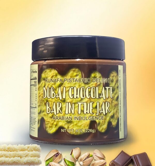 Dubai Chocolae Jar - Gourmet Rich Pistachio Kunafa Chocolate Treat, Crunchy & Creamy Kunafa Pistachio Chocolate Spread Delight [Choose Flavor & Size] (8 oz, Milk Chocolate) - Image 2