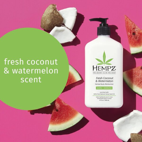 Hempz Body Lotion - Sweet Pineapple & Honey Melon + Coconut & Watermelon Daily Moisturizing Cream, Shea Butter, Aloe - Skin Care Products, Hemp Seed Oil - 17 fl oz, 2-Pack Bundle - Image 3