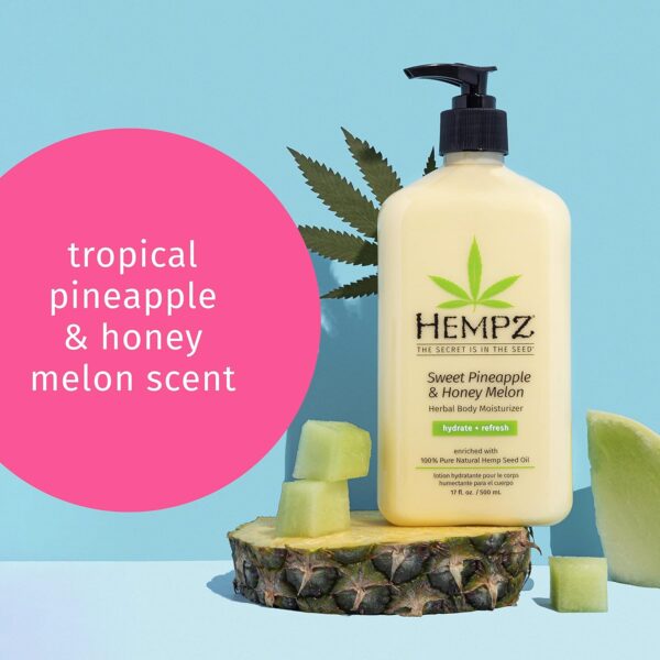 Hempz Body Lotion - Sweet Pineapple & Honey Melon + Coconut & Watermelon Daily Moisturizing Cream, Shea Butter, Aloe - Skin Care Products, Hemp Seed Oil - 17 fl oz, 2-Pack Bundle - Image 4