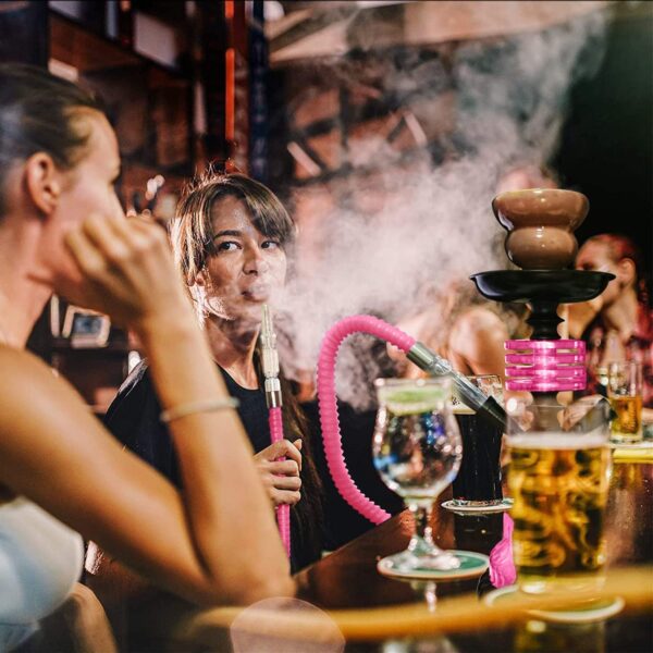 Hookah Set with 2 Hose 11" Premium Portable Mini Hookah Complete Set Hookah Glass Vase with 50 Disposable Tips, 50 Pre-Punched Aluminum Foil Coal Tong (Pink hookah set with accessories) - Image 7