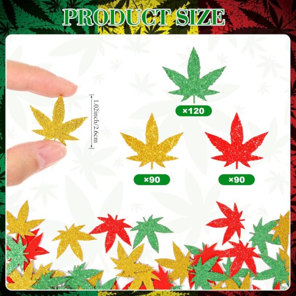 Capoda 300 Pcs Weed Leaves Confetti Weed Decor Marijuana Green Yellow Red Glitter Weed Leaf Pot Leaves Cannabis Paper Confetti Table Decoration for Adult 420 Birthday Party Decoration Supplies - Image 2