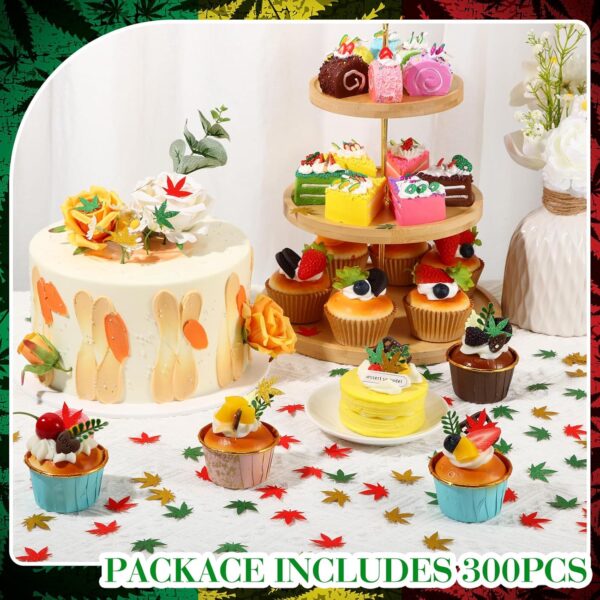 Capoda 300 Pcs Weed Leaves Confetti Weed Decor Marijuana Green Yellow Red Glitter Weed Leaf Pot Leaves Cannabis Paper Confetti Table Decoration for Adult 420 Birthday Party Decoration Supplies - Image 3