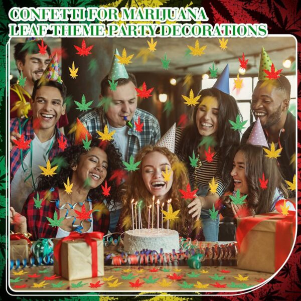 Capoda 300 Pcs Weed Leaves Confetti Weed Decor Marijuana Green Yellow Red Glitter Weed Leaf Pot Leaves Cannabis Paper Confetti Table Decoration for Adult 420 Birthday Party Decoration Supplies - Image 4