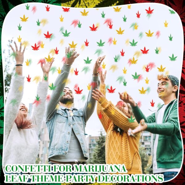 Capoda 300 Pcs Weed Leaves Confetti Weed Decor Marijuana Green Yellow Red Glitter Weed Leaf Pot Leaves Cannabis Paper Confetti Table Decoration for Adult 420 Birthday Party Decoration Supplies - Image 6