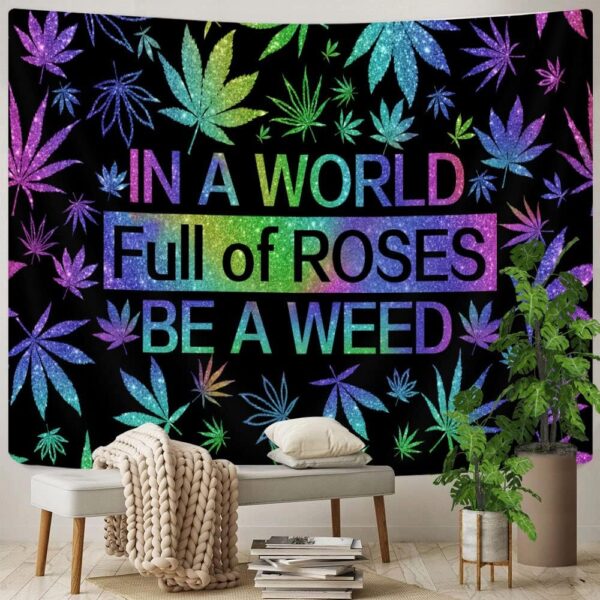 GOAOK Trippy Weed Tapestry, Cool Psychedelic Cannabis Leaf and Funny Quotes for Men's Bedroom and Living Room, 60"x40" - Image 4