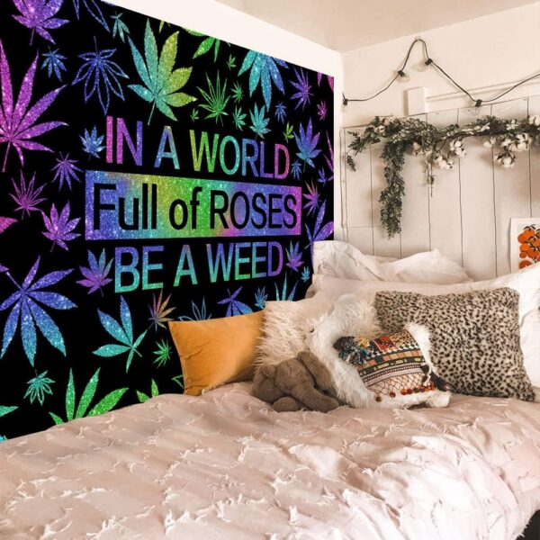 GOAOK Trippy Weed Tapestry, Cool Psychedelic Cannabis Leaf and Funny Quotes for Men's Bedroom and Living Room, 60"x40" - Image 5