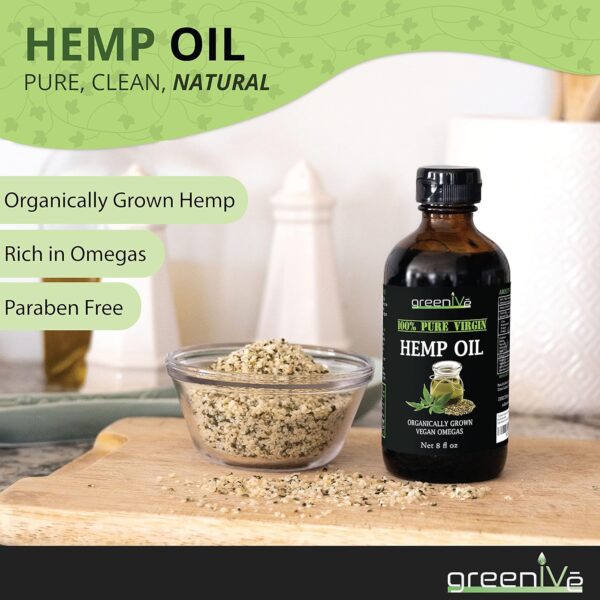 Greenive Organically Grown Hemp Oil 896,000mg Vegan Omegas 100% Pure Cold Pressed (32oz) - Image 3