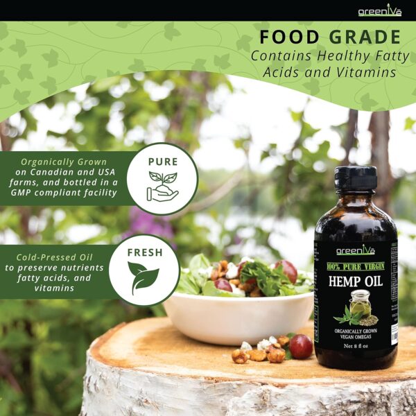Greenive Organically Grown Hemp Oil 896,000mg Vegan Omegas 100% Pure Cold Pressed (32oz) - Image 5