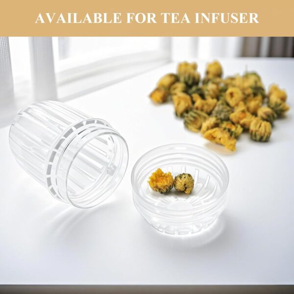 3PCS Tea Infuser,Plastic Mesh Detachable Tea Filter Strainer Balls for Loose Leaf Tea/Coffee/Fruit, Compatible with Stanley/Hydro Flask Wide Mouth Bottles, Transparent Tea Diffuser Basket with Lid - Image 7