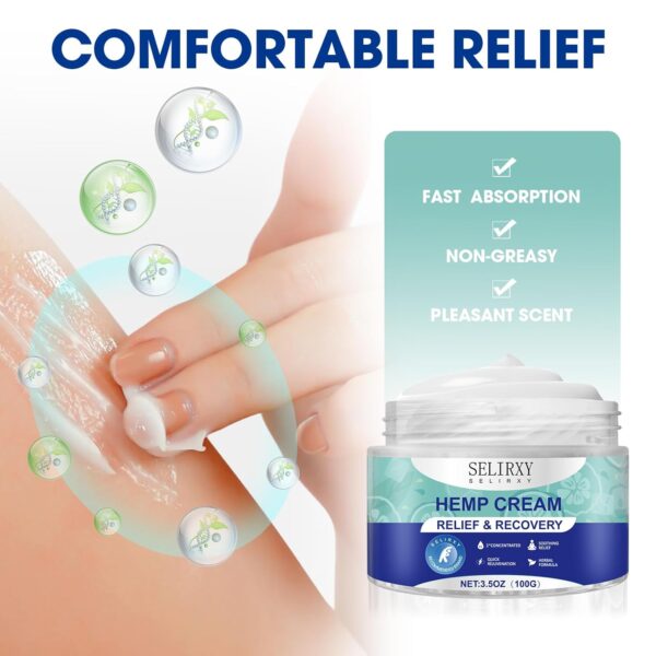 Nodfens Hemp Cream for Back, Knees, Neck, Fingers, Muscle Relaxer with Original Plant Extracts - Mineral Oil, Glycerin, Isopropyl Myristate, Oenothera for More Soothing - Image 3