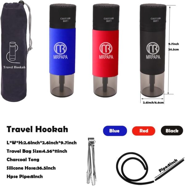 Portable Hookah for Travel, Hookah set with Everything, Hookahs Pipe Single Shisha Kit, To Go Hooka Cup Mini Hokahs perfect for travel, Easy Assemble & Storage Hooka Set with Portable Bag - Image 5
