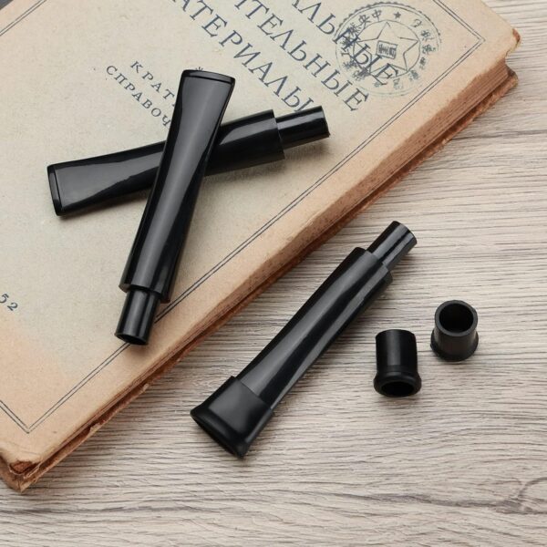 Joyoldelf 3pcs Straight Pipe Stem Set - Black Acrylic Short Tobacco Pipe Stem with 6pcs Mouthpieces, Replaceable Pipe Stem Set fit 9mm Pipe Filter - Image 3