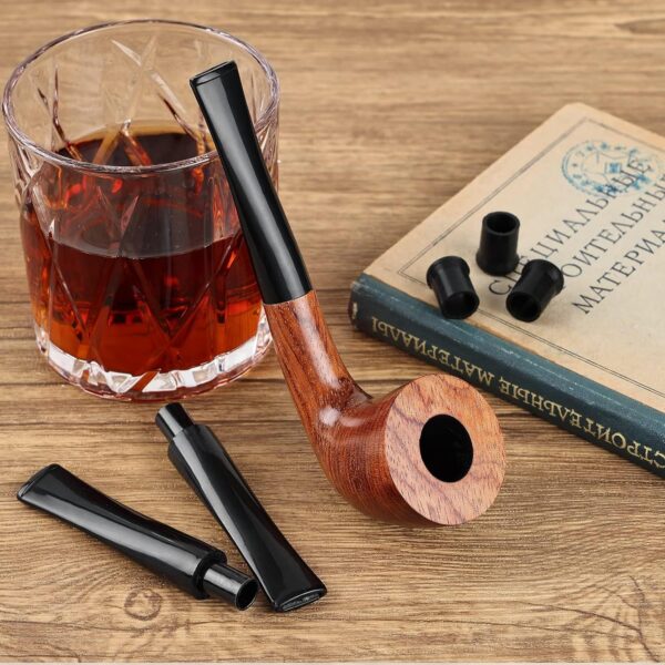 Joyoldelf 3pcs Straight Pipe Stem Set - Black Acrylic Short Tobacco Pipe Stem with 6pcs Mouthpieces, Replaceable Pipe Stem Set fit 9mm Pipe Filter - Image 4